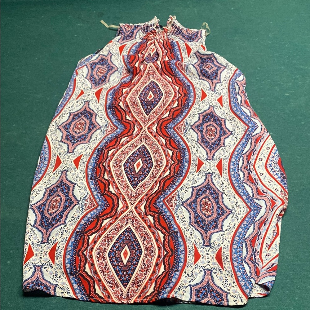 Bohemian Red and Blue Patterned Dress